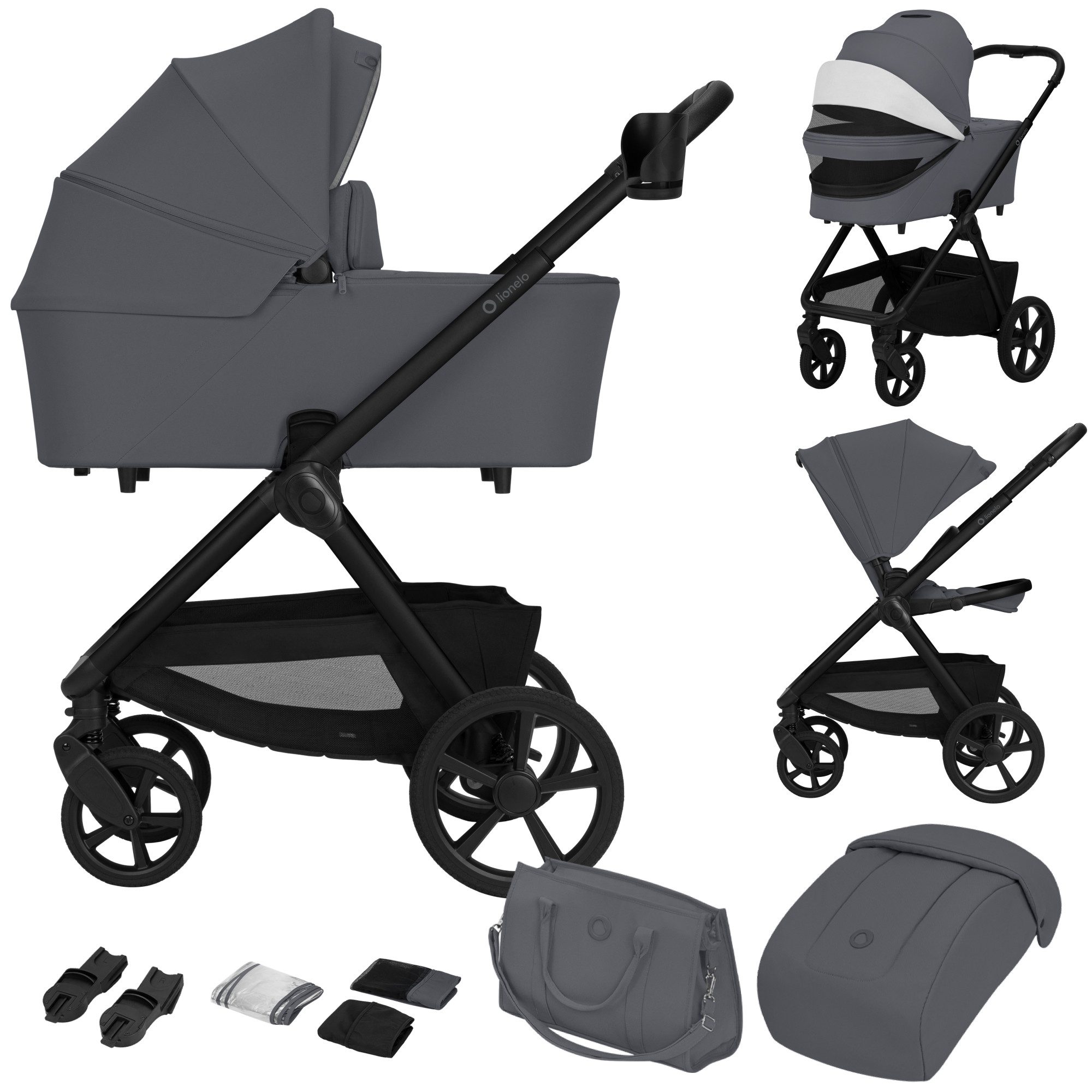 lionelo Kinder-Buggy CARMINE 2IN1, (Set), GravelTech/AiryDots/3D-Belüftung/Anti-Reflux/UPF50+