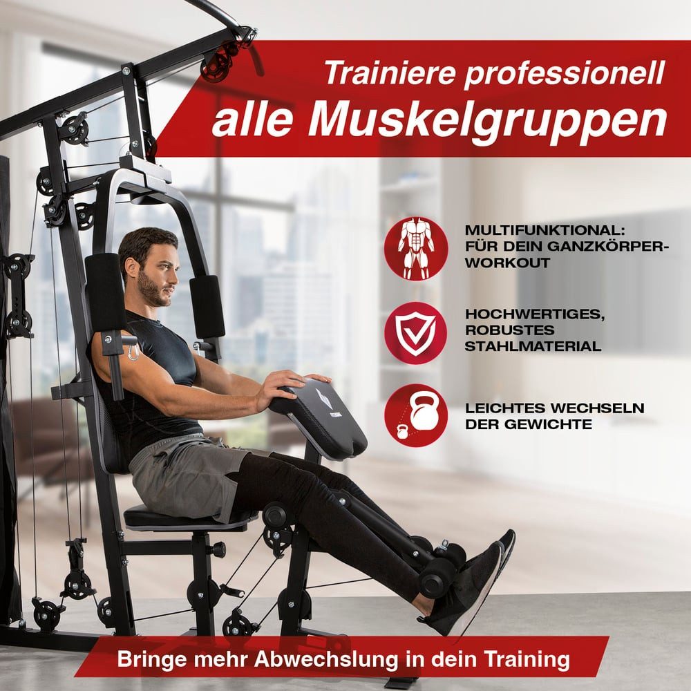 FitEngine Kraftstation Trainingsstation Power & Fitnessstation Homegym, Kraftstation für den ganzen Körper,  Gewichte bis zu 67 kg