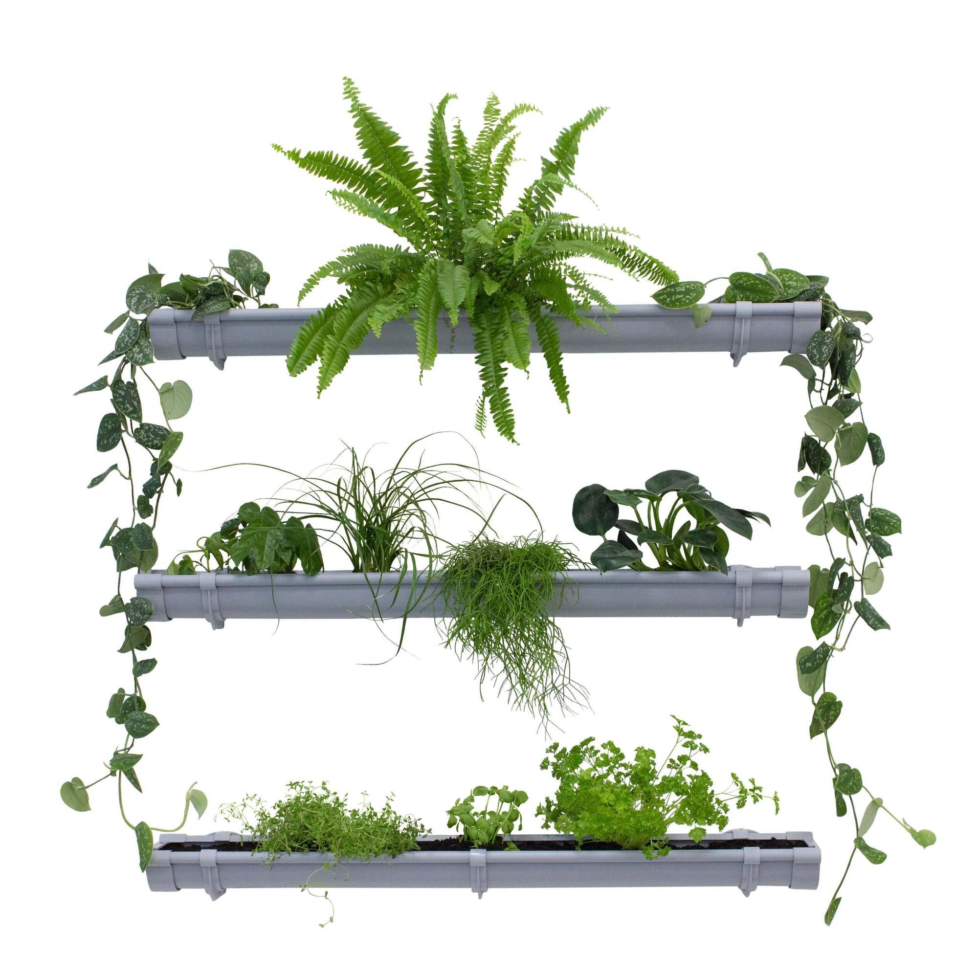 Jardinion Blumentopf (Grüne Pflanzenwand, Vertikaler Garten, 1 St), Platzsparende Gartengestaltung, Pflanzenregal für Innen und Außen Grau