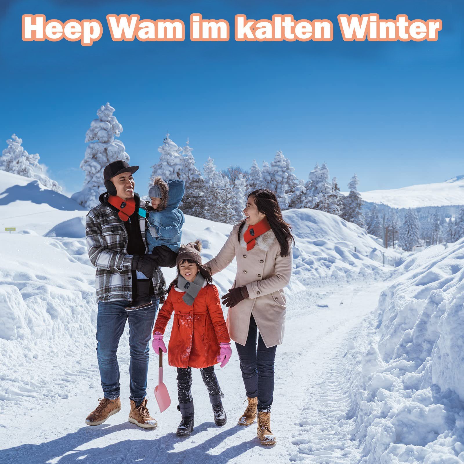 Hals Rot (Optional), Winter BTTO USB Beheizter Nackenhörnchen Einfarbig Warm Heizung Schals Wrap Modeschals Beheizter Schal Halstuch Vibrierbar