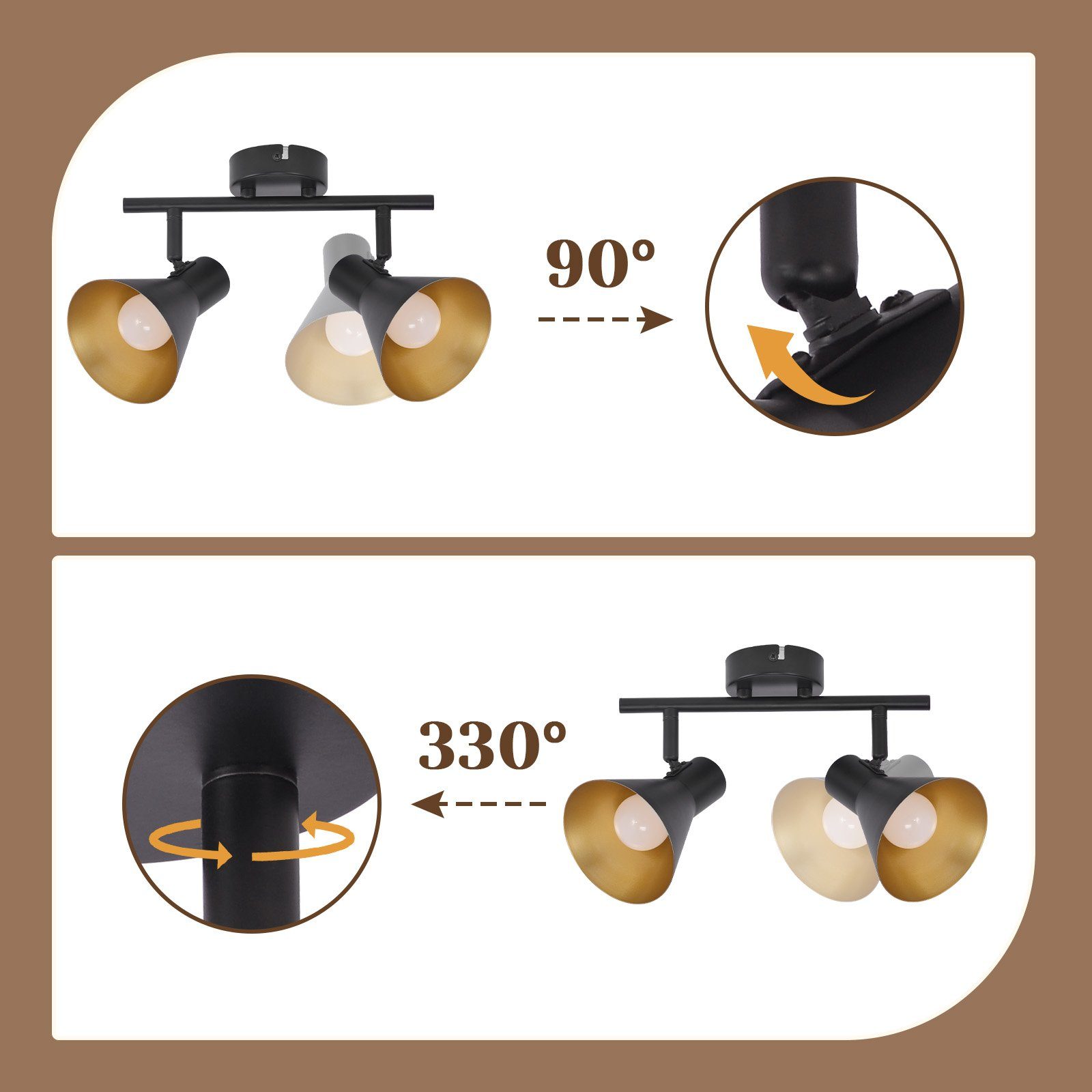 ZMH Deckenleuchte Deckenstrahler Schwarz Deckenlampen E14 günstig online kaufen