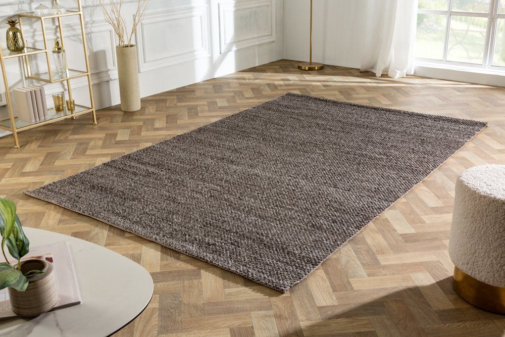 Teppich WOOL 240x160cm dunkelgrau, riess-ambiente, rechteckig, Höhe: 10 mm, Wohnzimmer · Wolle · Mischgewebe · Landhausstil