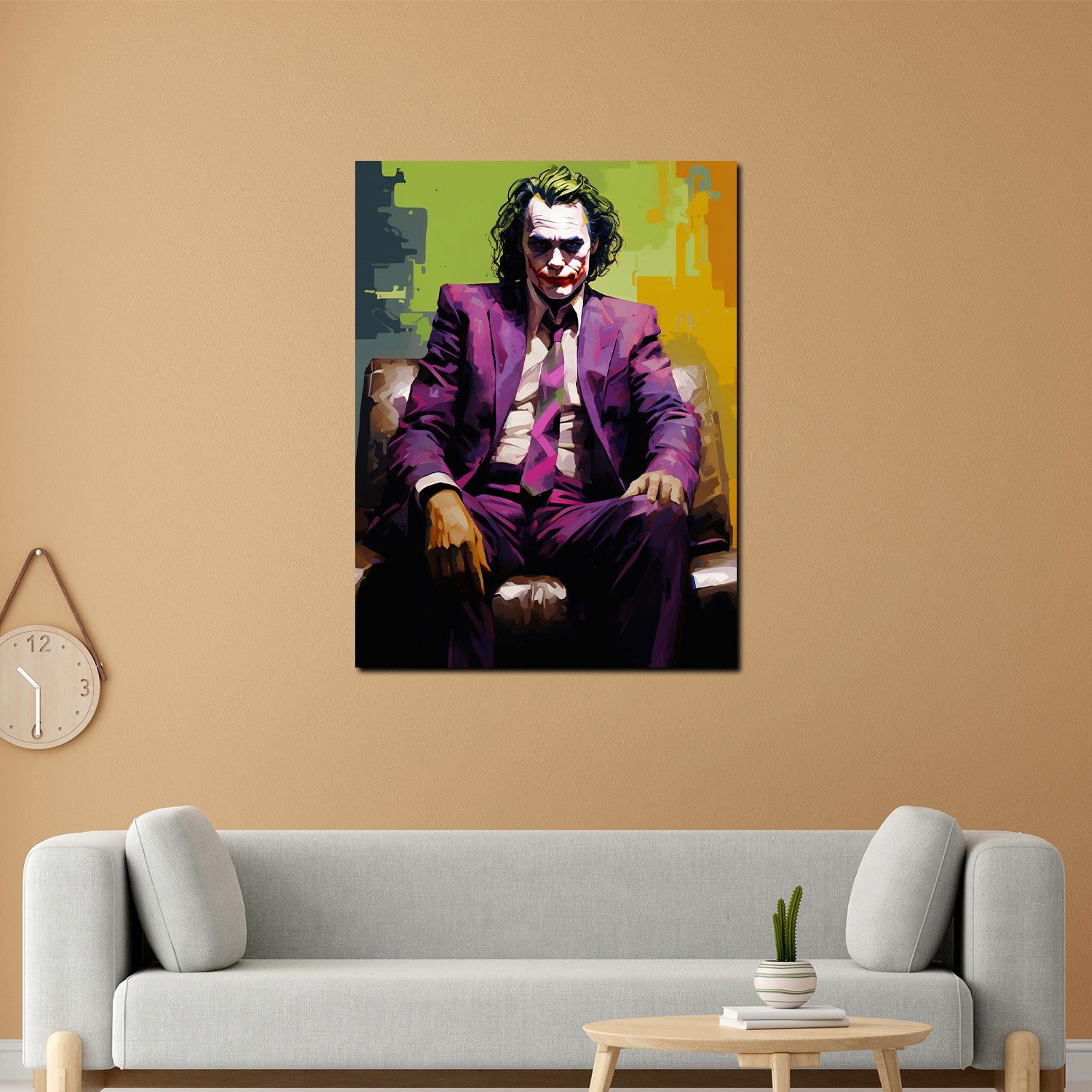 Artedinoi Leinwandbild Joker im Anzug Pop Art Leinwandbild Wandbild Deko XL Kunst, Joker im Anzug