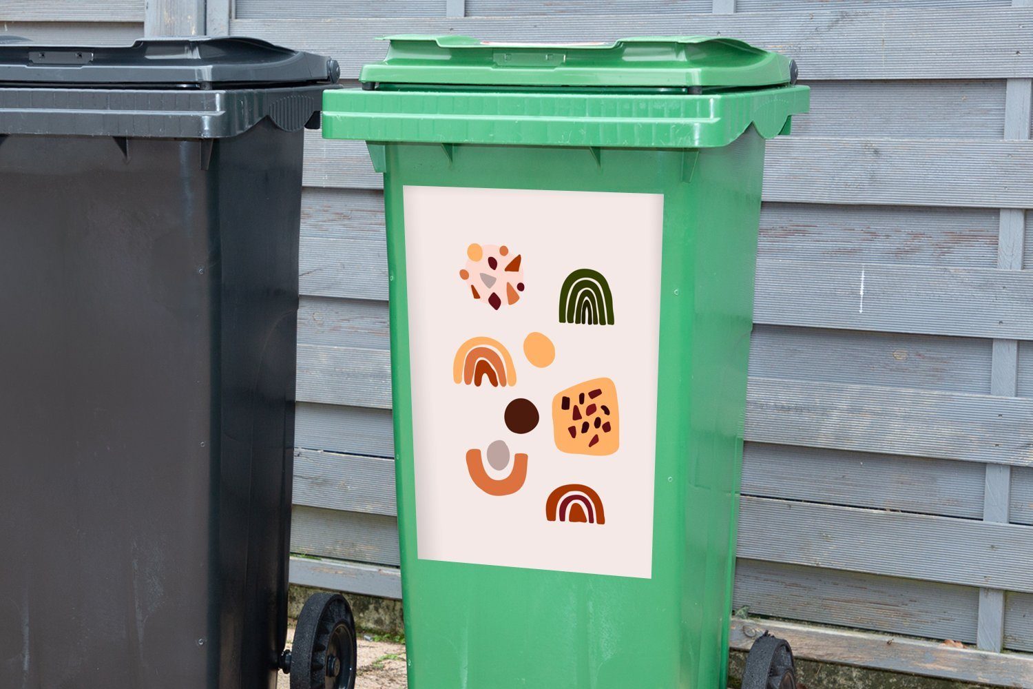 St), Winter Sticker, - - Design MuchoWow Container, (1 Wandsticker Mülleimer-aufkleber, Mülltonne, Abstrakt Abfalbehälter