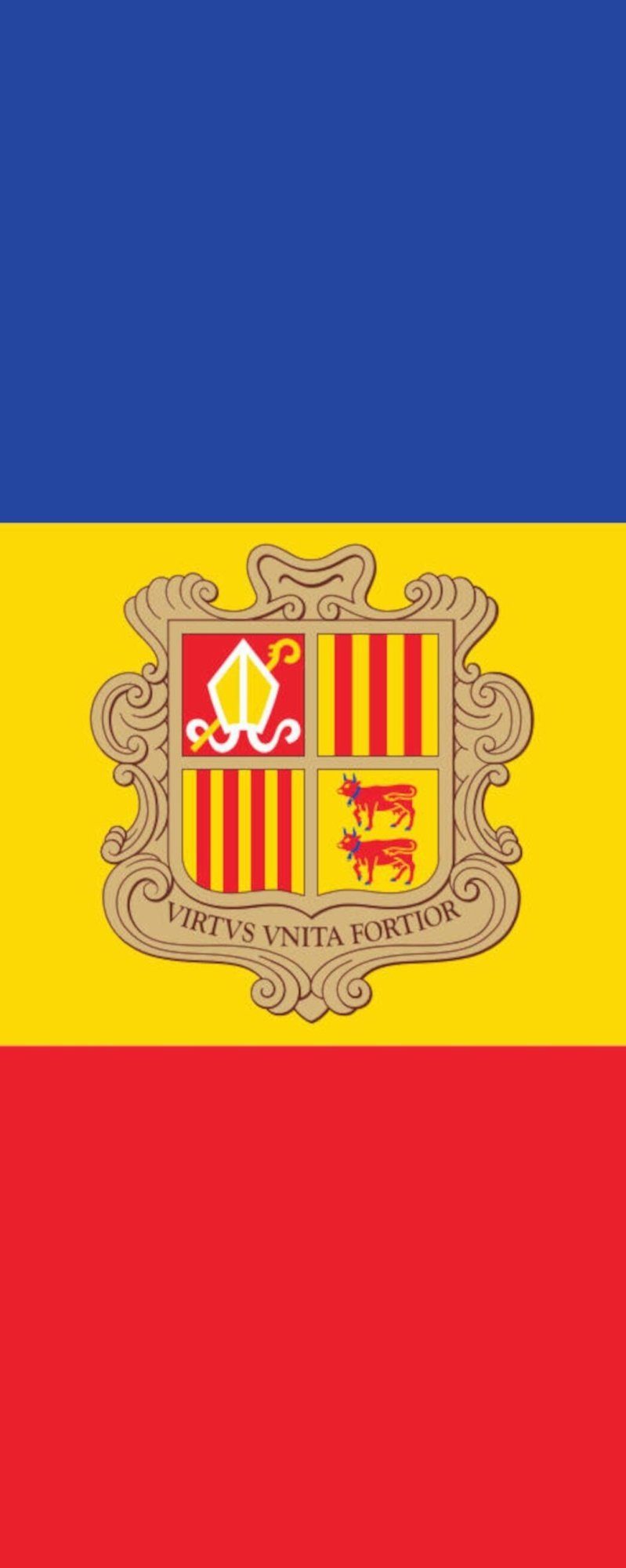 flaggenmeer Flagge Flagge Andorra mit Wappen 110 g/m² Hochformat