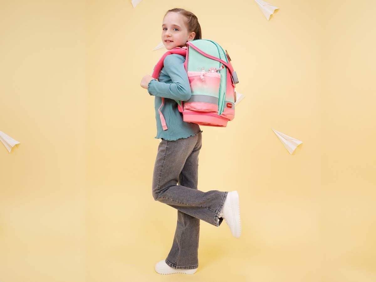 Belmil Schulranzen Classy Plus "Mint Ombre" 4tlg. 2024, Rose für 1. ab Mädchen Klasse, Grundschule, Set