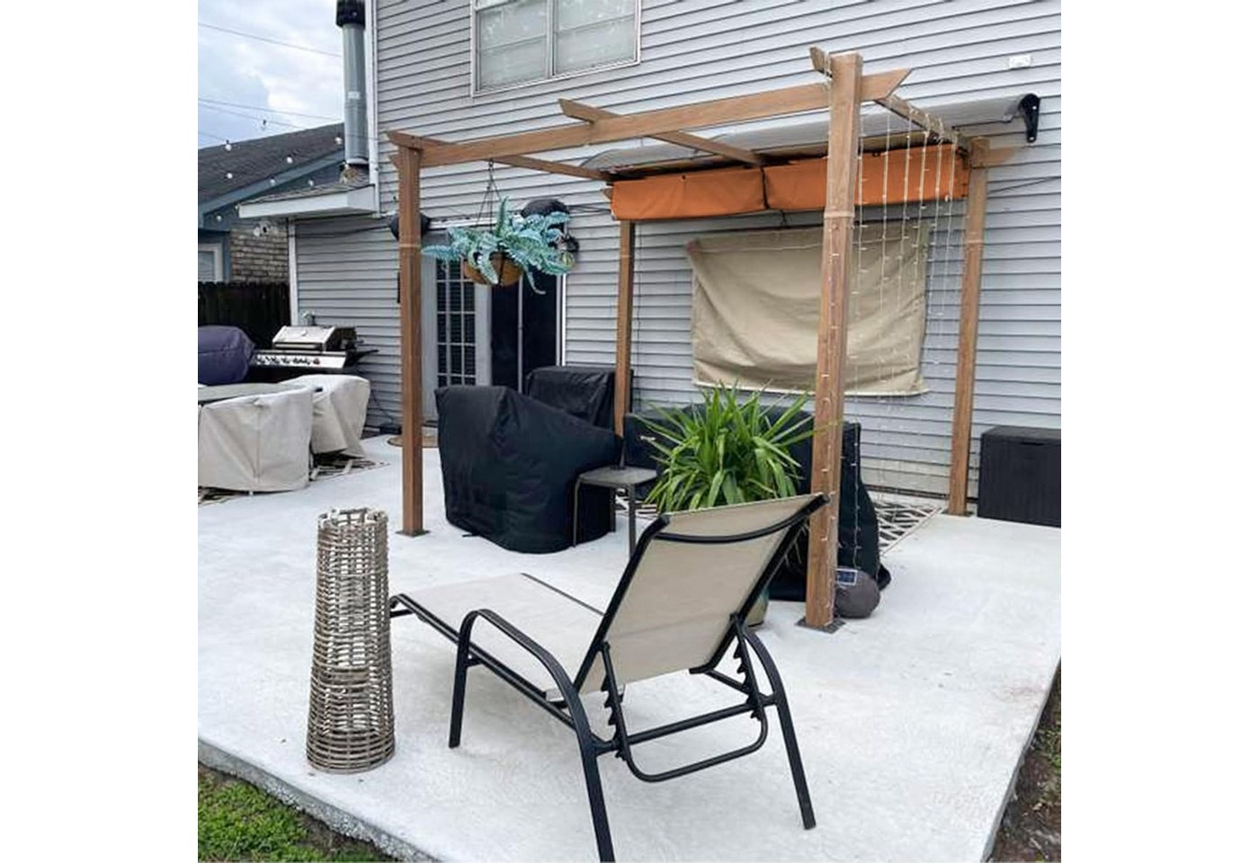 Thumbnail - PURPLE LEAF Pergola Außenbereich Alu Holzoptik Pavillon Mit Markisenschutz, Schiebedach, BxTxH: 300,00x300,00x245,00 cm,...