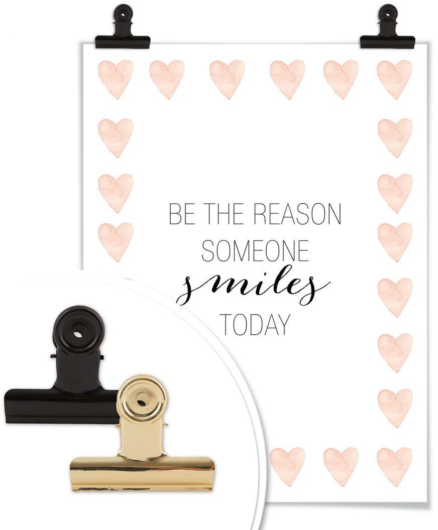 St), Poster, Poster (1 Lächeln, Schriftzug Wandbild, Bild, Wandposter Wall-Art Smiles