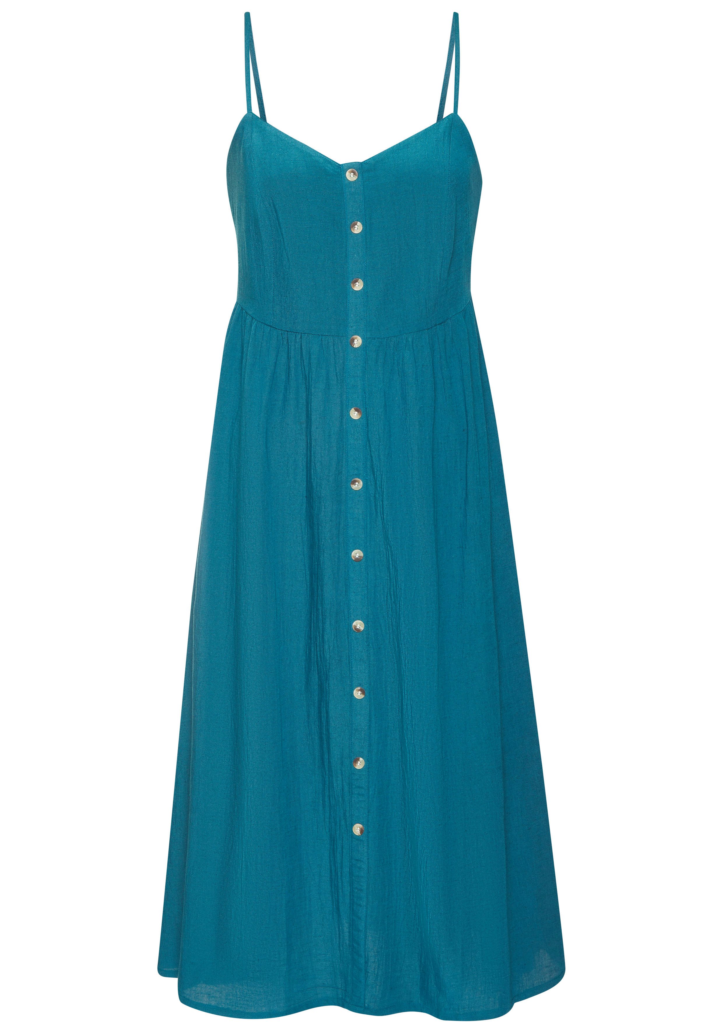 LASCANA Sommerkleid aus Leinenmix mit Baumwolle elegantes Midikleid, Strandkleid, Spaghettikleid, Leinenkleid. € 59,99