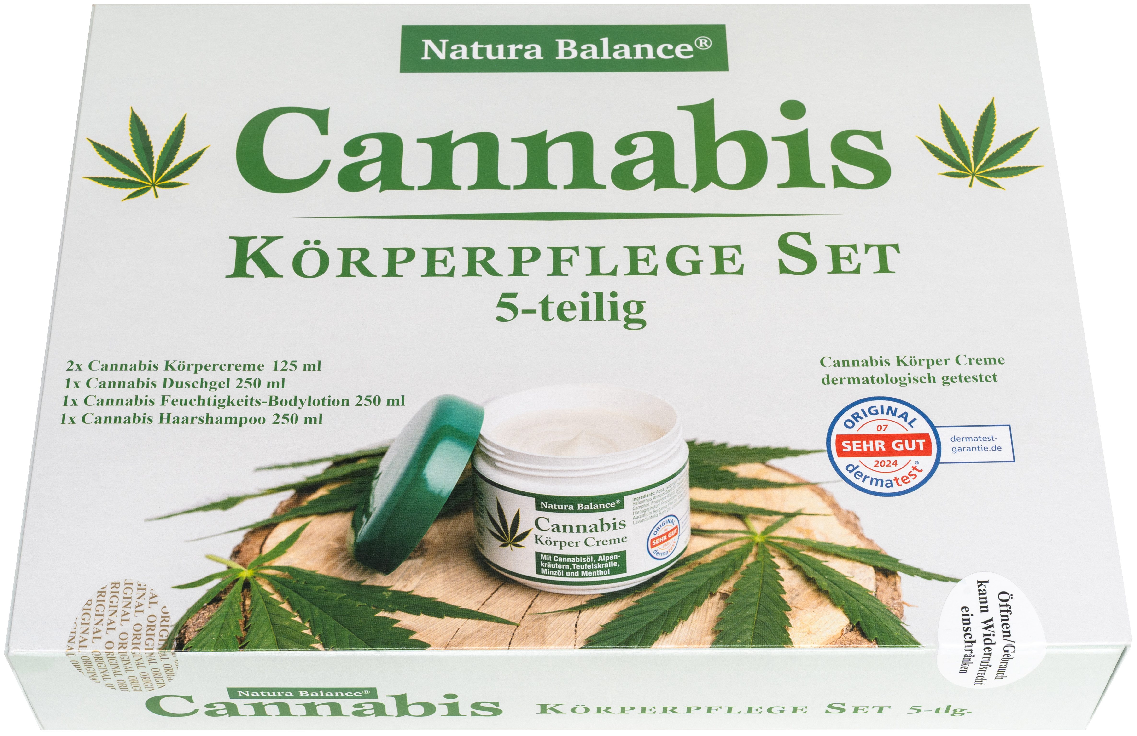Natura Balance Hautpflege-Set Geschenk für Herren Cannabis Geschenkset Hanföl Duschgel Männer Creme, 5-tlg., 5 tlg