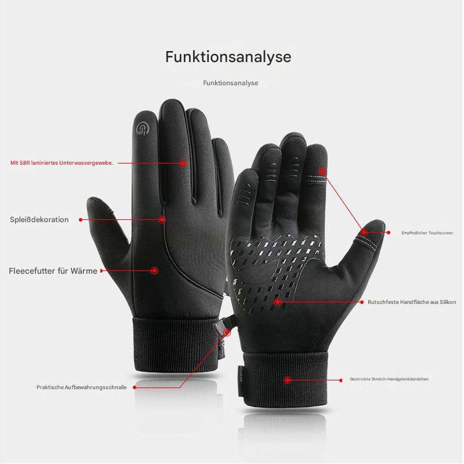 trends for living Fleecehandschuhe Fahrradhandschuhe Winterhandschuhe zum Wandern Skifahren rutschfest Touchscreen-kompatibel wind wasserdicht fleecegefüttert warmeHandschuh