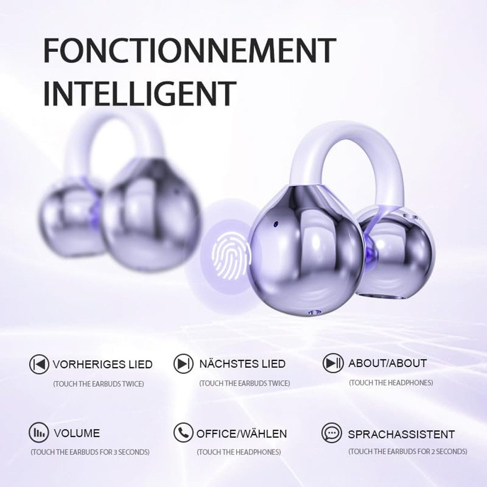 Vashoy Bluetooth kopfhörer mit ohrclip,Open Ear übersetzungskopfhörer Bluetooth-Kopfhörer (Übersetzungsfunktion, Bluetooth 5.4, Neuartiges Ohrclip-Design,IPX5 wasserdicht,geeignet für Sport und Büro)