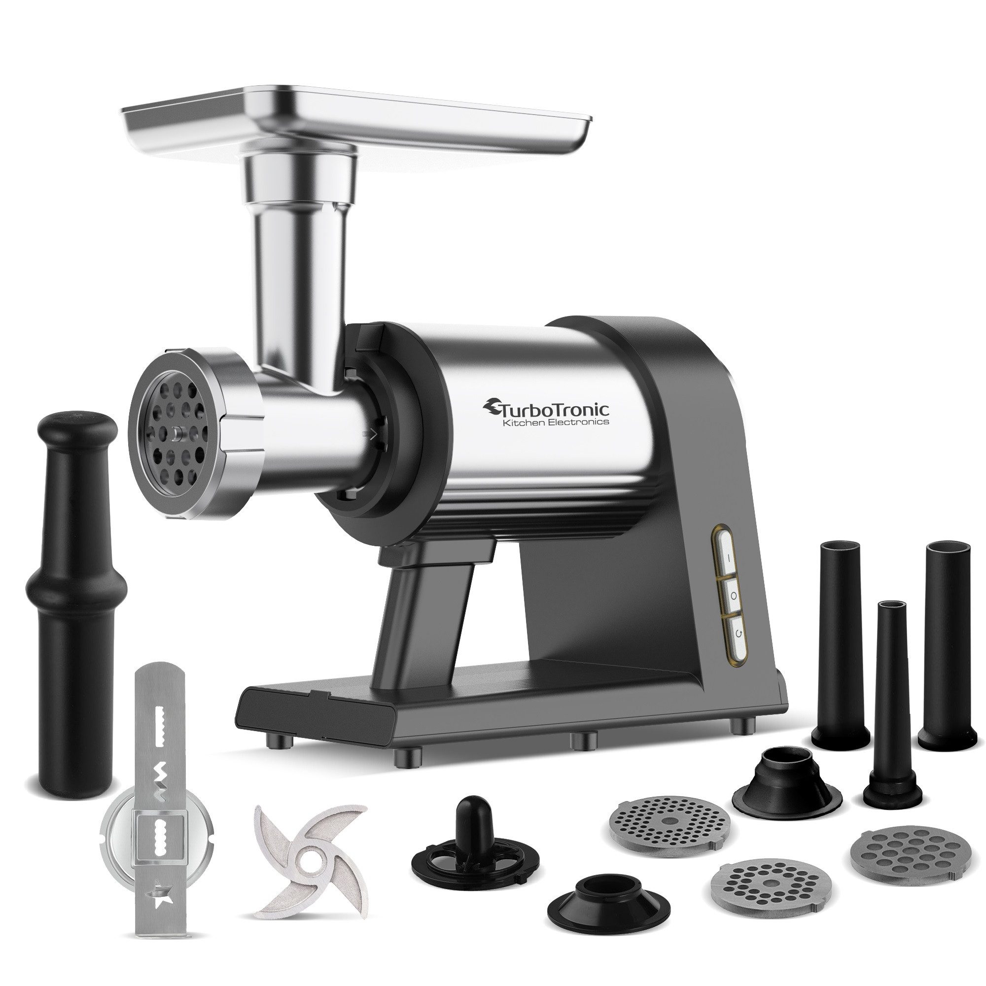 TurboTronic by Z-Line Fleischwolf 2600W mit Spritzgebäckvorsatz Metallgetriebe & Edelstahl Messer Meat, 2600 W, Grinder Mincer Wurstfüller Kebbeh Aufsatz Hackfleisch beste Maschine