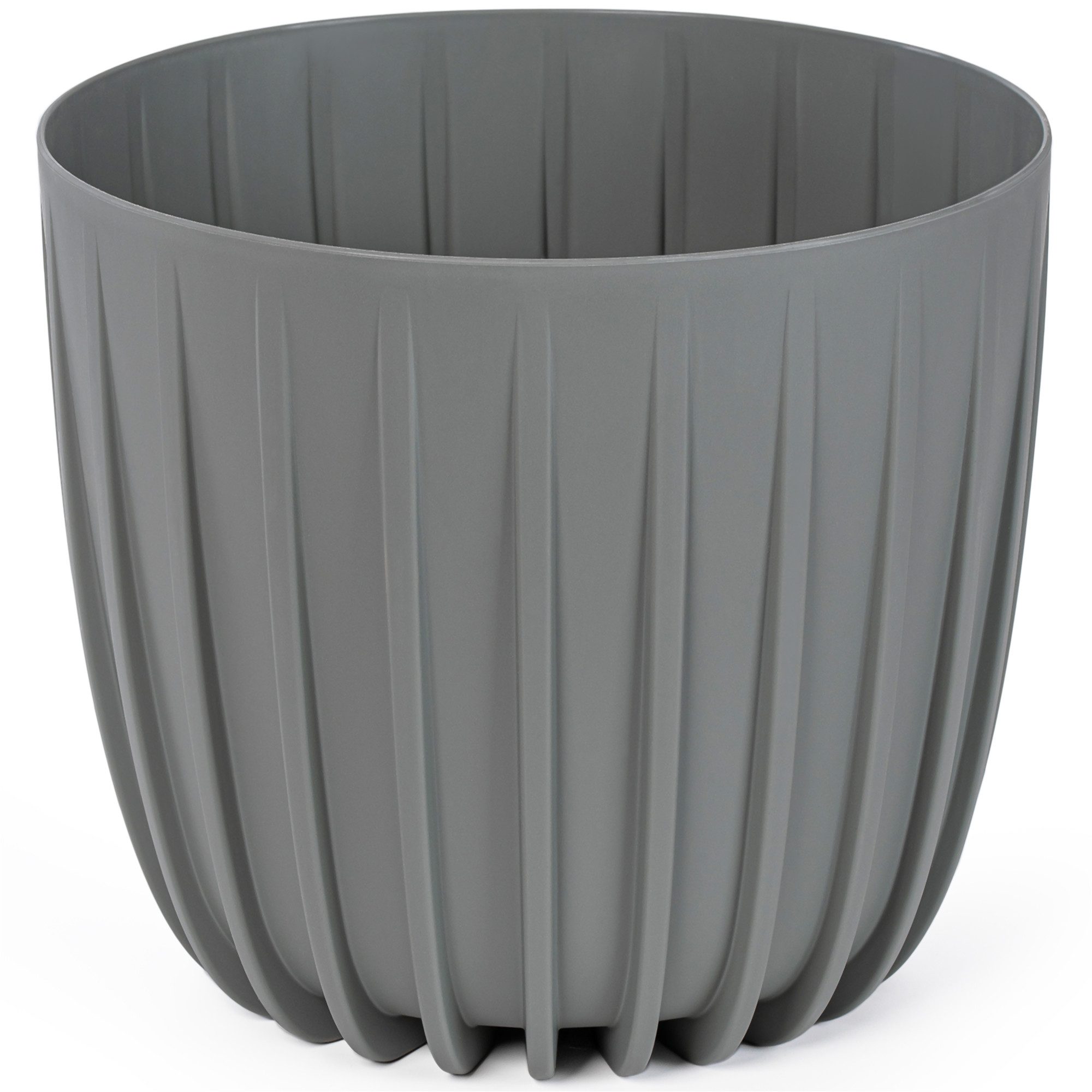KONZEPT Übertopf für Zimmerpflanzen, Balkon & Terrasse, Rillenstruktur, Matte Oberfläche, Volumen: 7L, Ø 24 cm, UV- & wetterbeständig