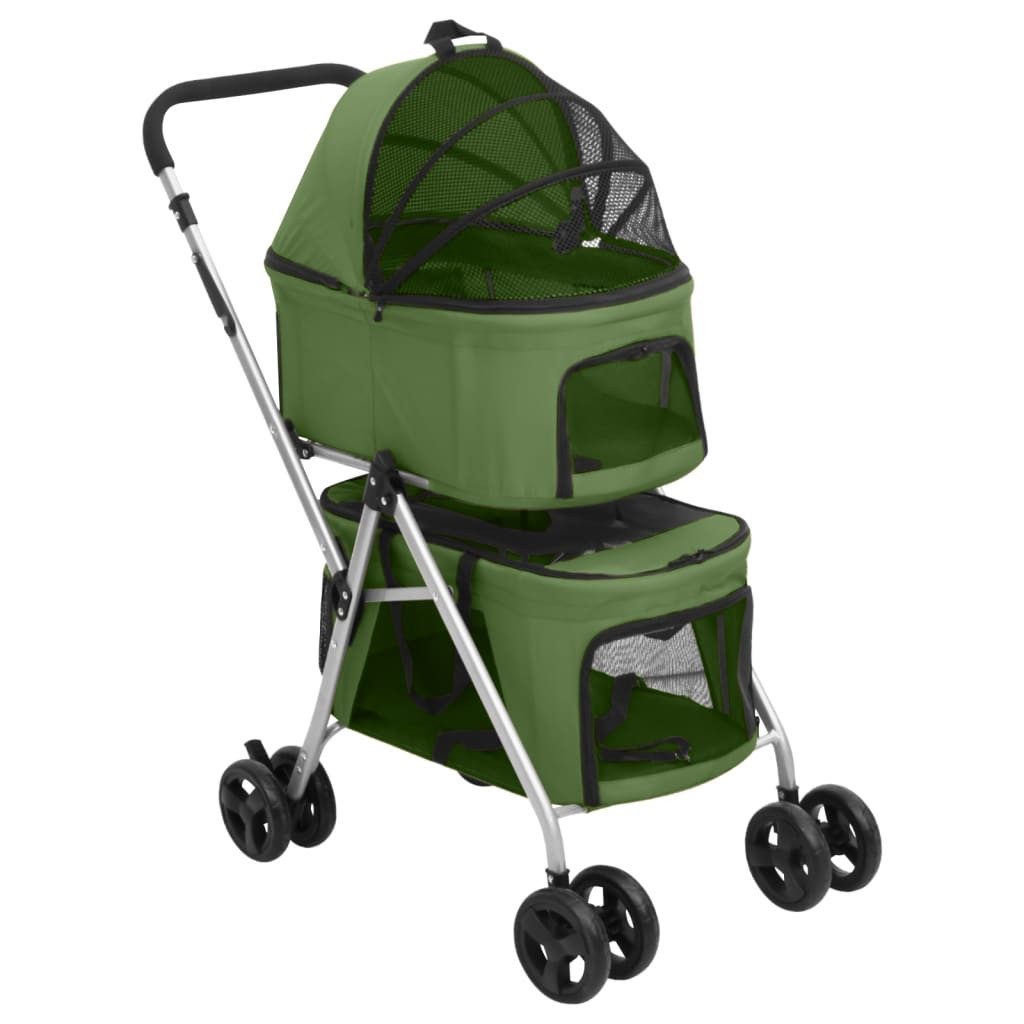 vidaXL Hunde-Transportbox NA Hundewagen für 2 Hunde Faltbar Grün 83x48x97 cm Oxford-Gewebe