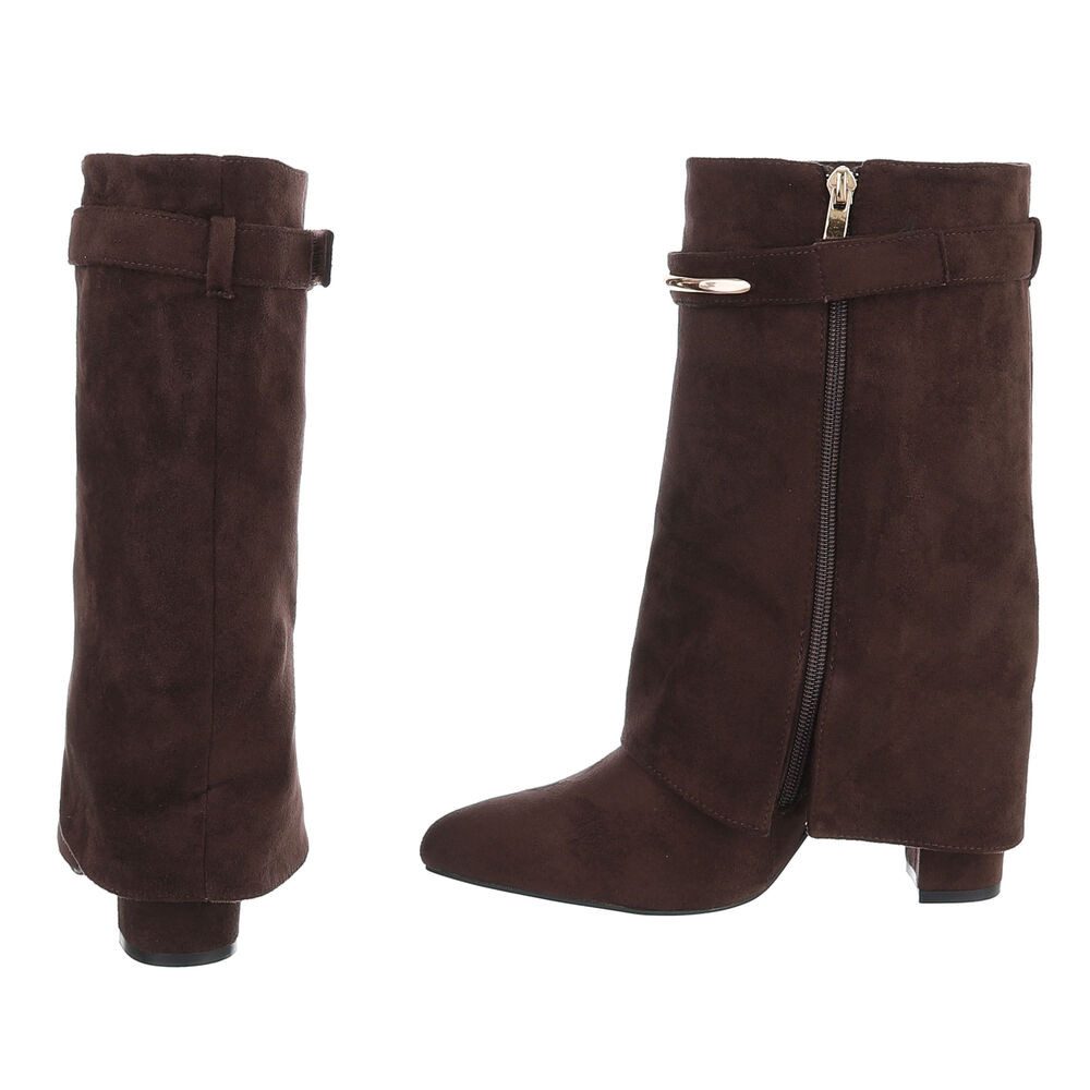 Ital-Design Damen Kniehoher Stiefel mit Blockabsatz und Deko-Detail High-Heel-Stiefel (92457578) Blockabsatz Stiefel in Braun – Bild 5 von 5