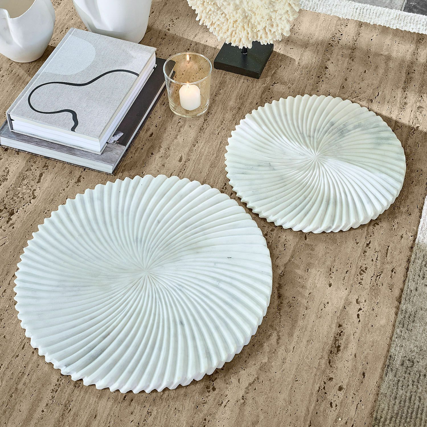 Mirabeau Geschirr-Set Platte 2er Set Bellarivas beige, Marmor, Essgeschirr, Essservice