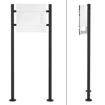 ECD Germany Standbriefkasten Designbriefkasten Briefkastenanlage Postkasten, Mit Zeitungsfach Anthrazit 120cm Kasten Weiß 37x105x365cm Edelstahl