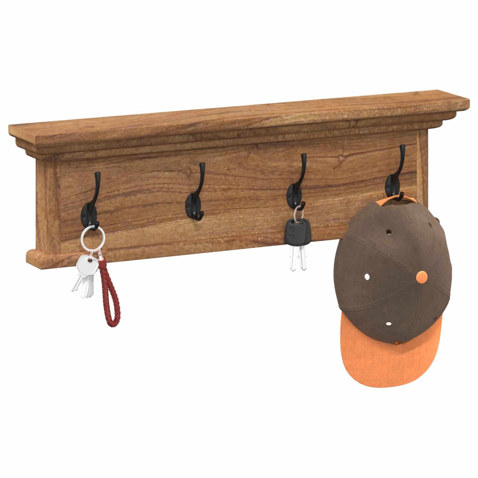 vidaXL Garderobenständer Wandmontierter Kleiderständer Natur 70 x 10 x 20 cm, (1 St)