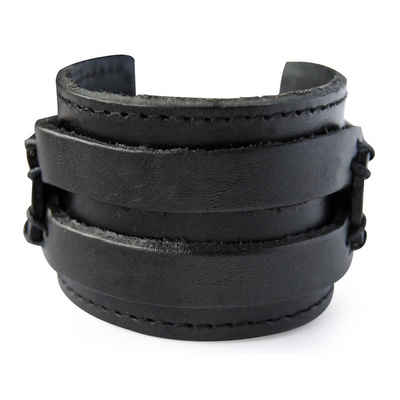 axy Lederarmband Herrenarmband Leder Armband Breit (1-tlg), Echtleder, mit Knopfverschluss in 2 Längen verschließbar, Retro-Look.