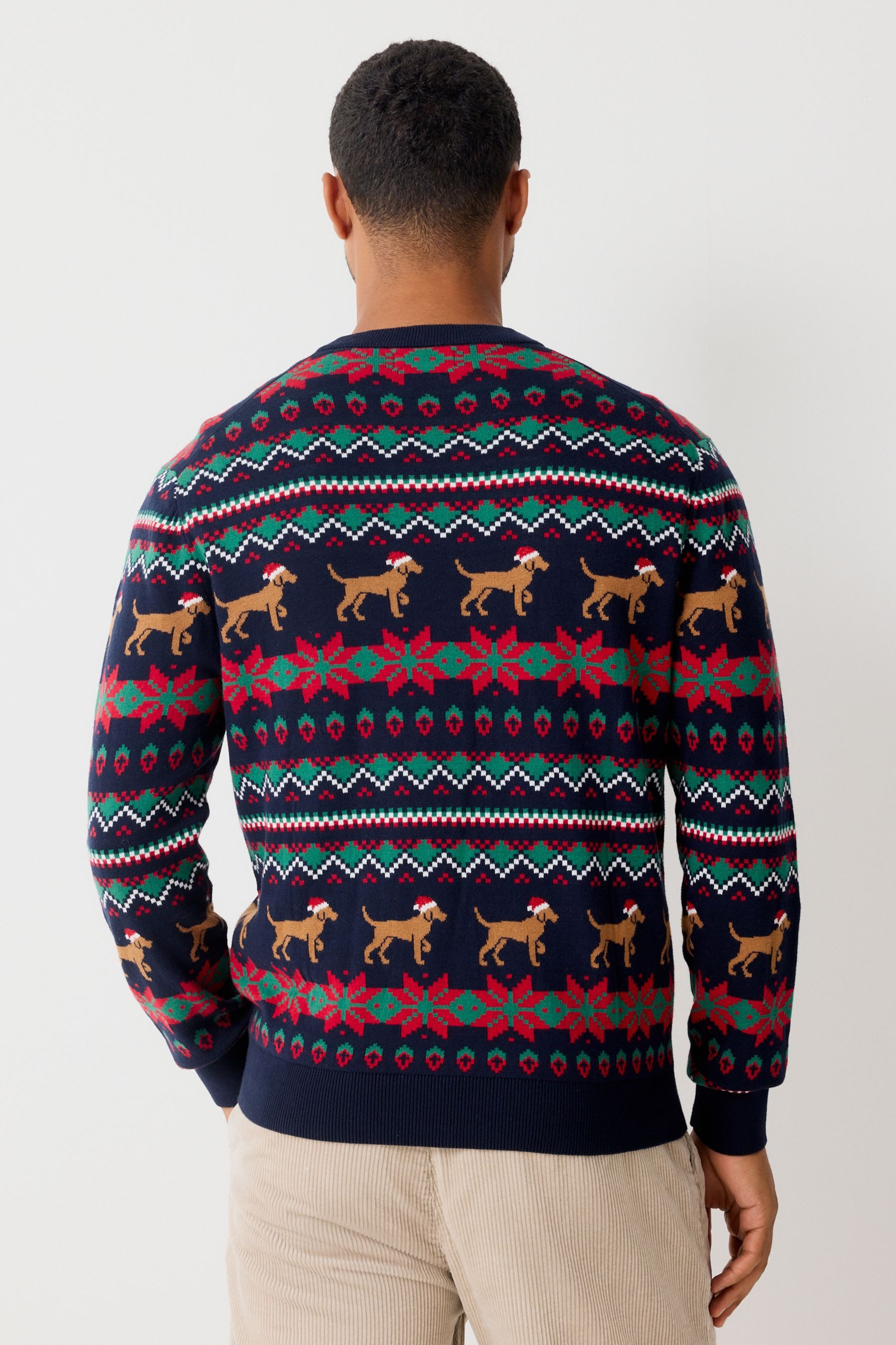 Next Rundhalspullover Regular Fit Pullover mit Fairisle-Hunde-Muster (1-tlg)