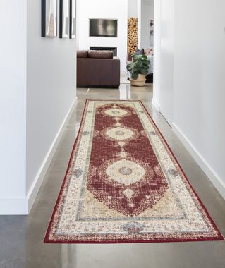 Teppich Orientalischer Teppich mit klassischen Pflanzen Verzierungen & Blumen Ornamenten in creme beige rot gold, Carpetia, rechteckig, Höhe: 8 mm