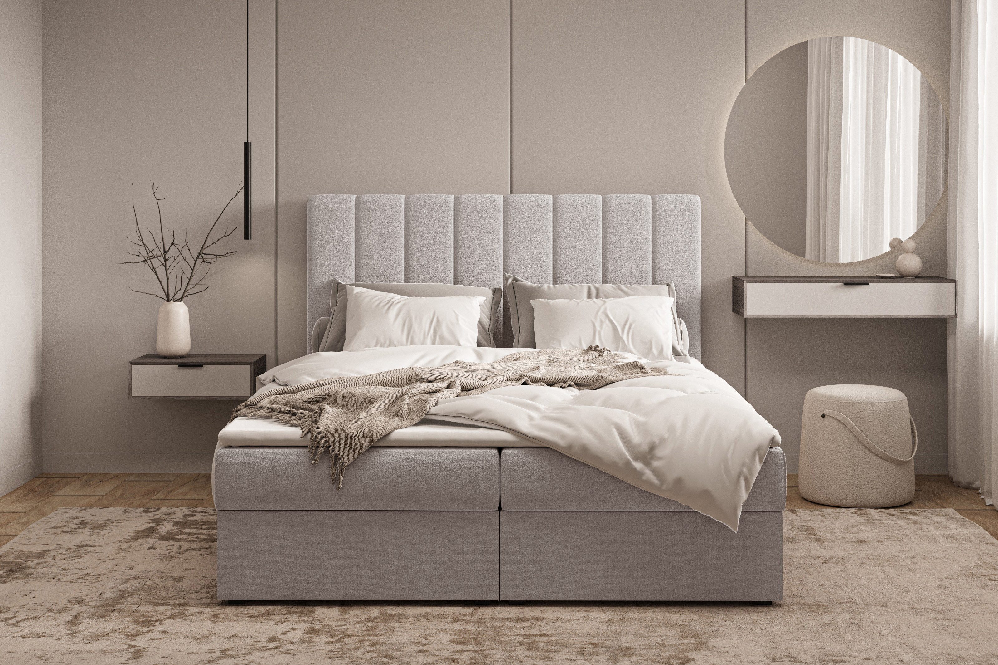 MOEBLO Boxspringbett Bett 01 (Bonell, Topper, Doppelbett gepolstertes Kopft günstig online kaufen