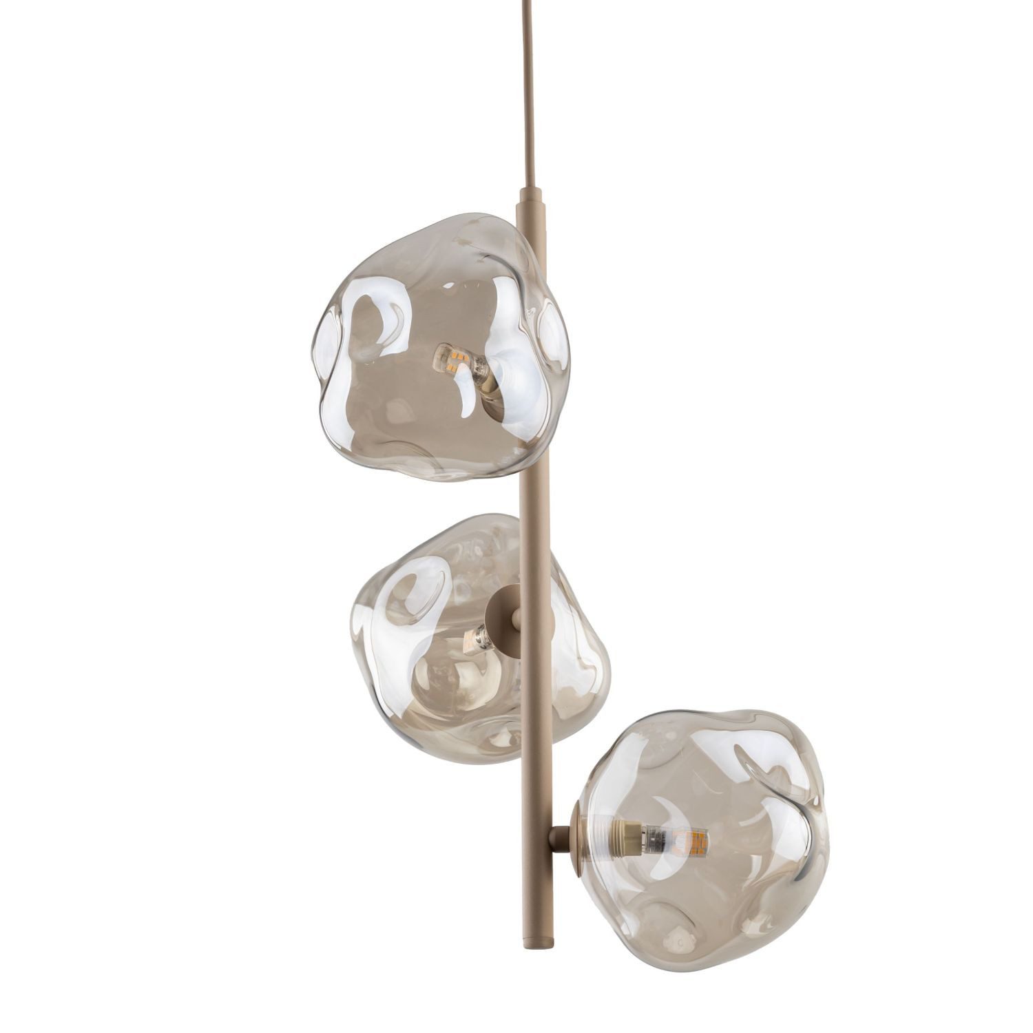 Licht-Erlebnisse Pendelleuchte UMERA, ohne Leuchtmittel, Metall Rauchglas G9 B: 29 cm H: max. 90 cm Beige Cognac 3-flammig