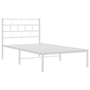 vidaXL Bett Bettgestell mit Kopfteil Metall Weiß 75x190 cm