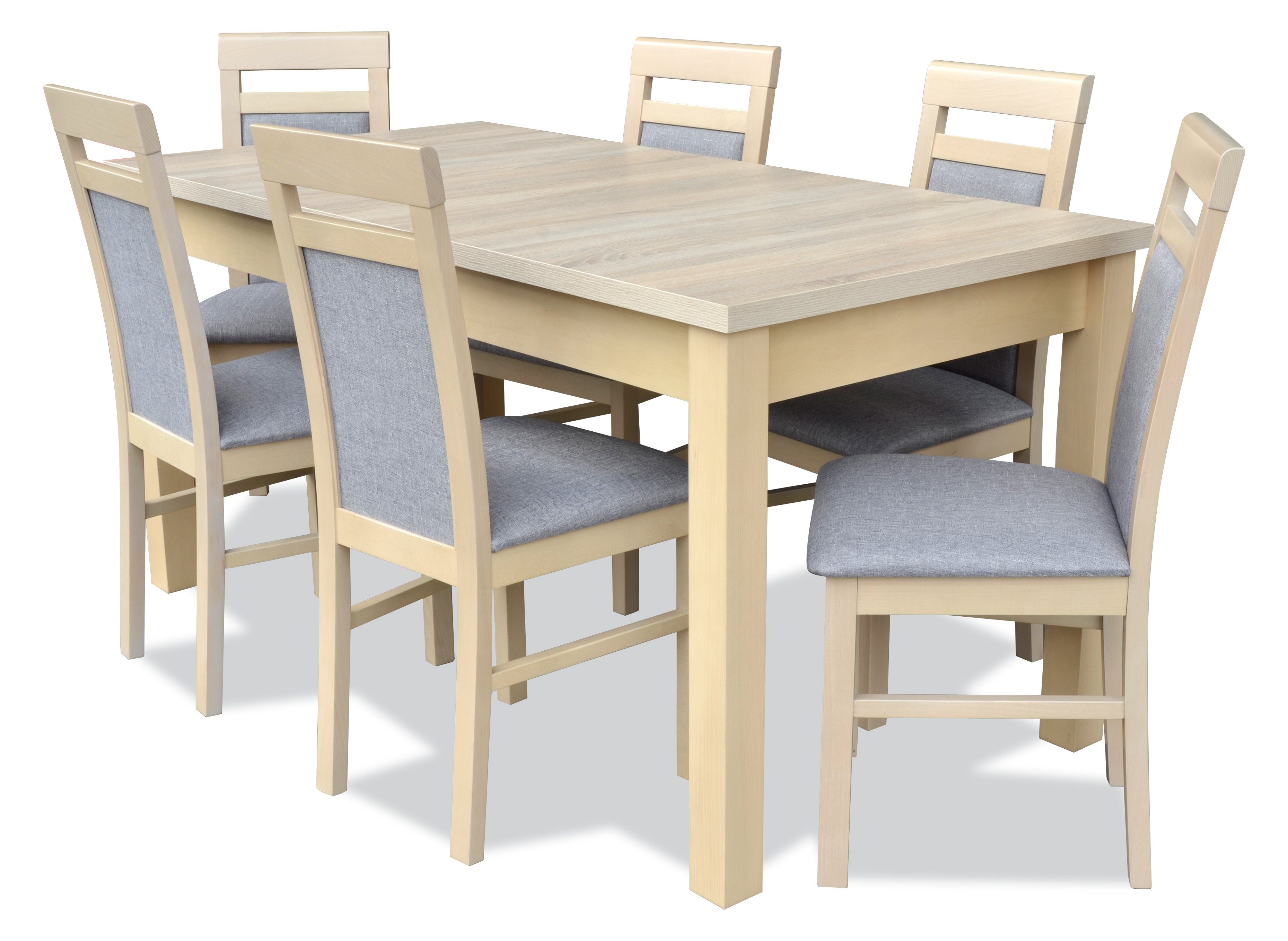 Beautysofa Sitzgruppe Essgruppe Tisch 160-200 cm+6 günstig online kaufen
