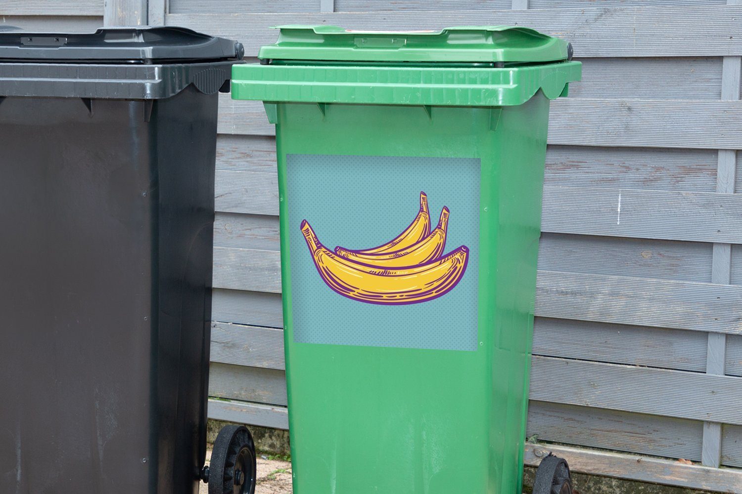 Mülleimer-aufkleber, von Mülltonne, Container, Abfalbehälter Wandsticker Bananen Sticker, (1 St), MuchoWow Illustration