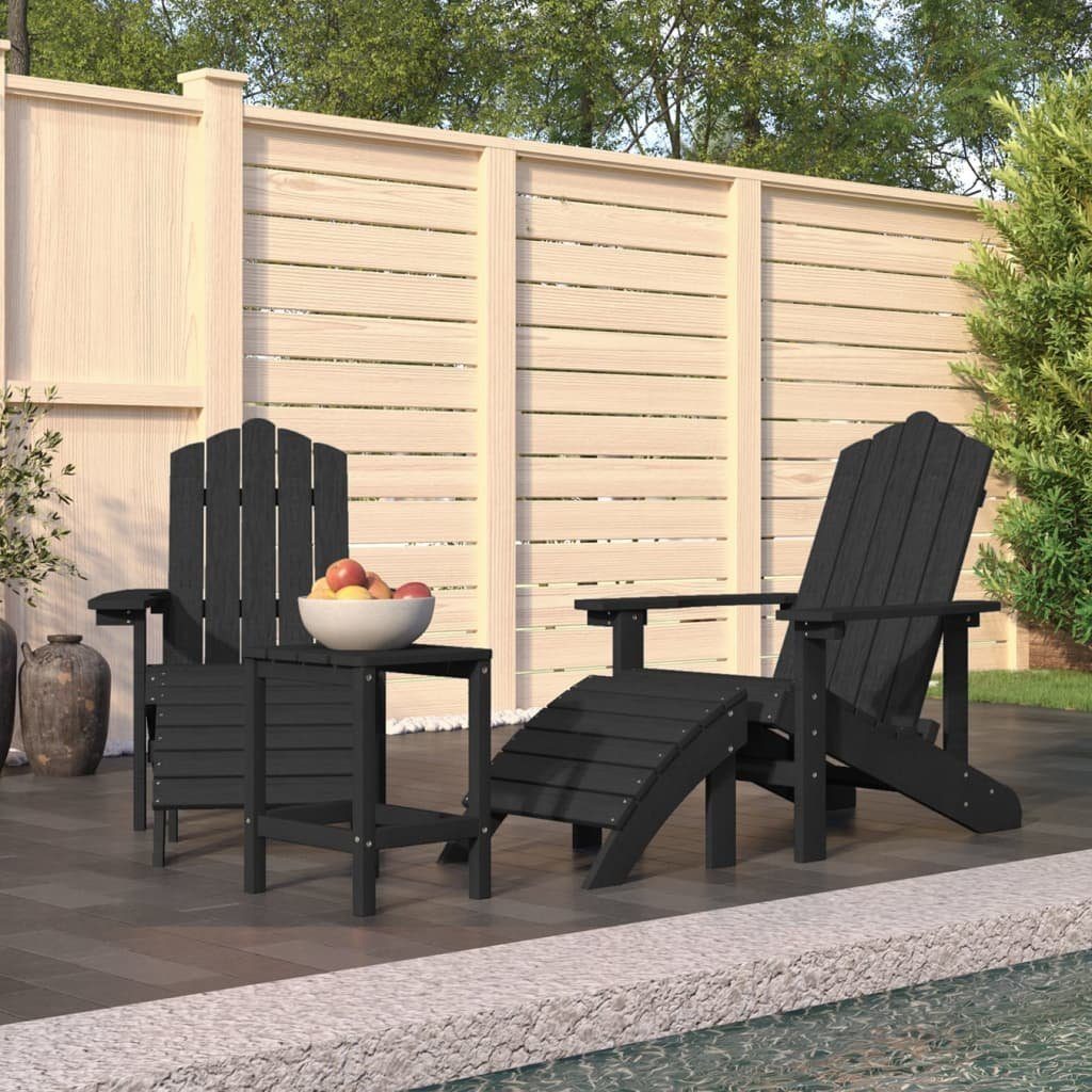 Hocker Gartenstuhl HDPE & Adirondack-Gartenstühle Anthrazit furnicato Tisch mit