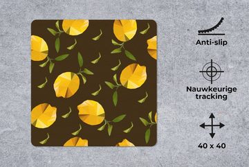 MuchoWow Gaming Mauspad Zitrone - Obst - Muster - Origami (1-St), Mousepad mit Rutschfester Unterseite, Gaming, 40x40 cm, XXL, Großes