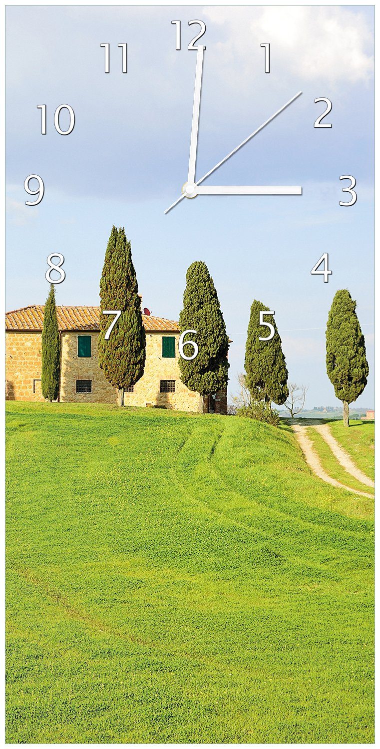 Hügel der einem Acryl) Toskana aus Villa Wanduhr in auf Wallario (Uhr