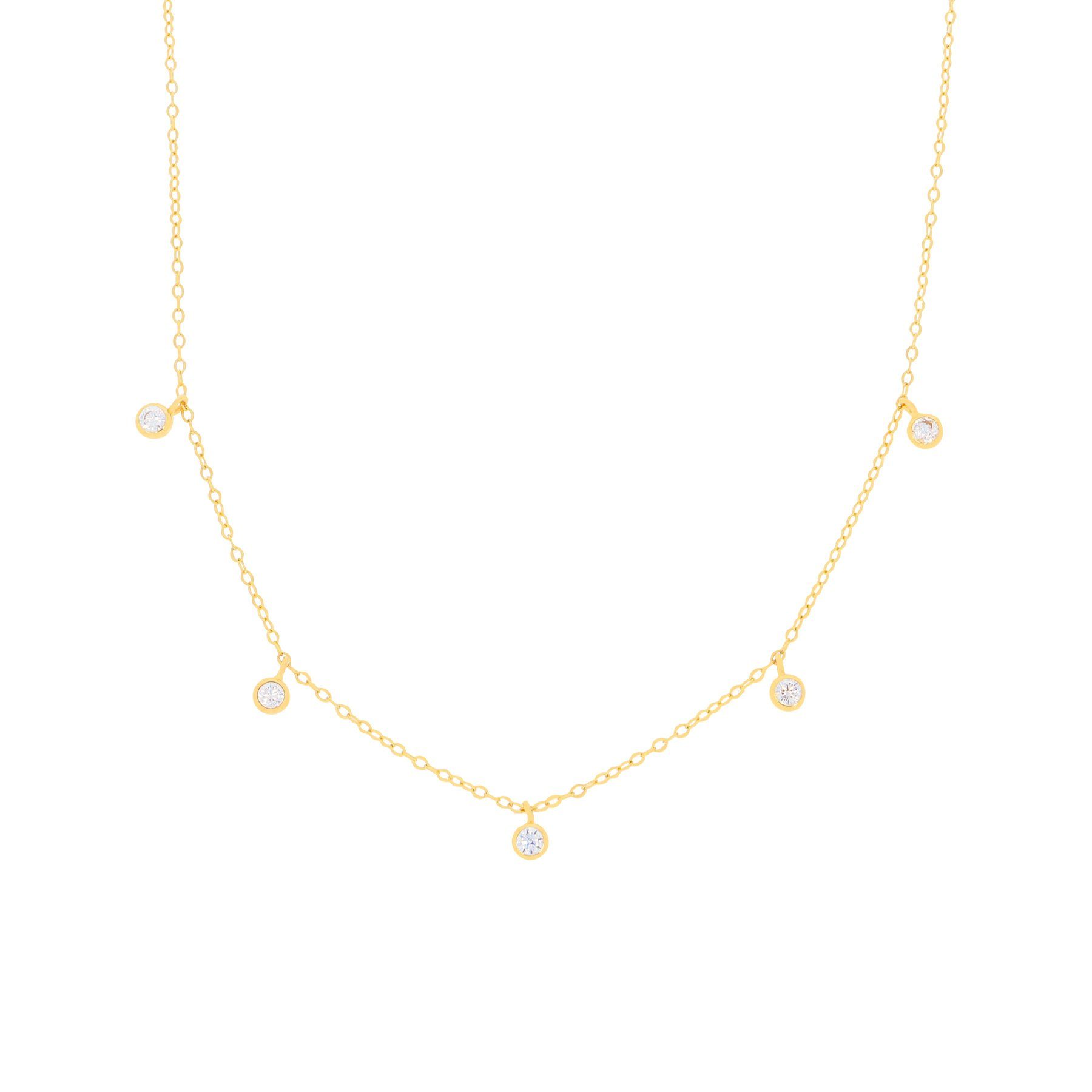 Stella-Jewellery Collier 585er Gold Halskette mit 5 Zirkonia Steine 45 cm, günstig online kaufen