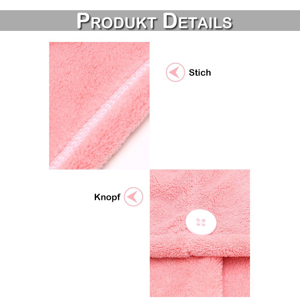 Wrap, (1-St), Trocknendes Rot Handtuch, Turban Knopf, mit Schnelltrocknend Haartuch BTTO Haarturban Handtücher Mikrofaser