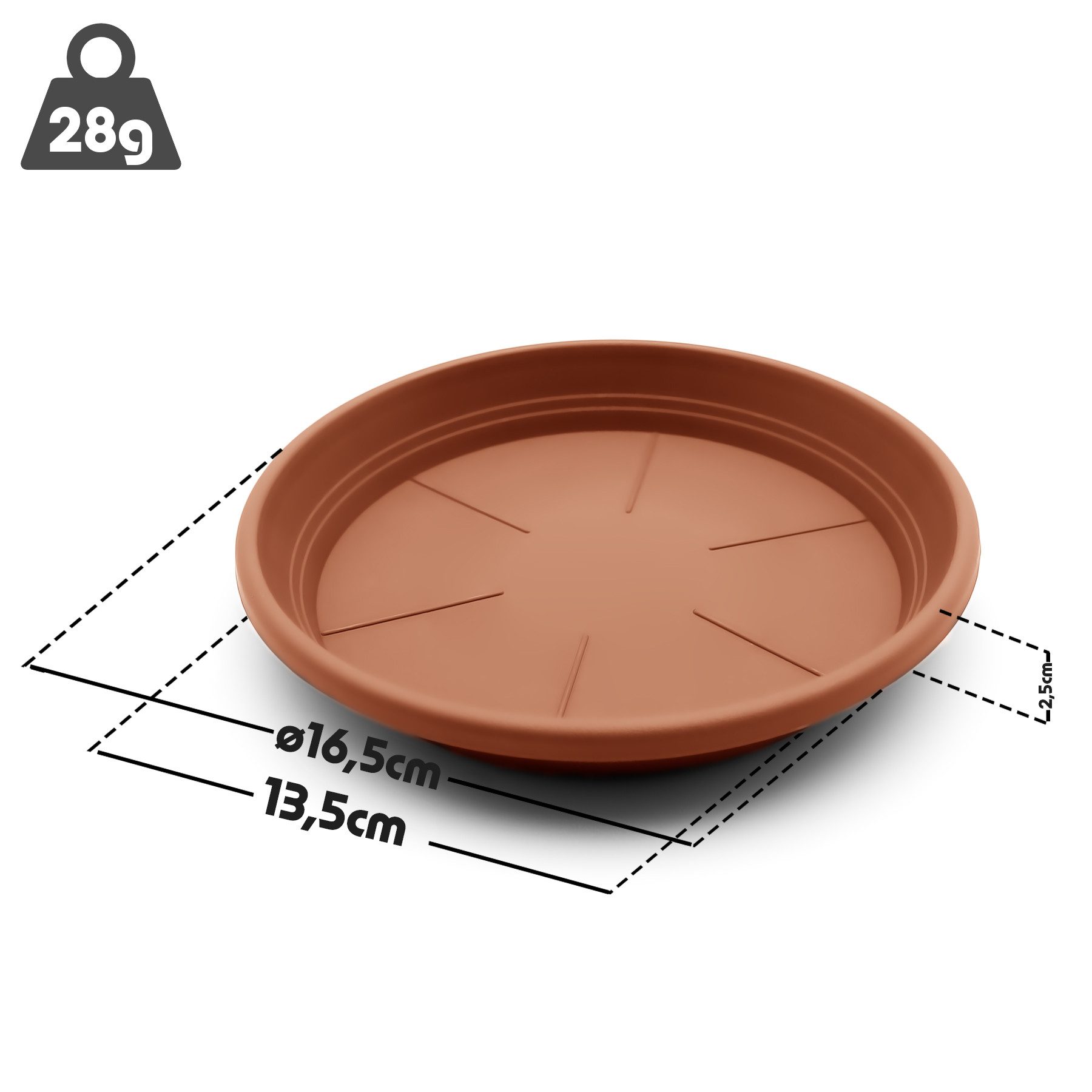 BigDean Blumentopfuntersetzer 10 Stück Topfuntersetzer Ø 16,5cm in Terracotta Made in Europe, Zubehör für Pflanztöpfe, Set, 10-tlg., Klassische Blumentopf Untersetzer, zeitlos im Design, Robust