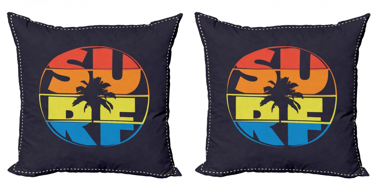 Kissenbezüge Modern Accent Doppelseitiger Digitaldruck, Abakuhaus (2 Stück), Modern Surf Regenbogen-Farben Palm