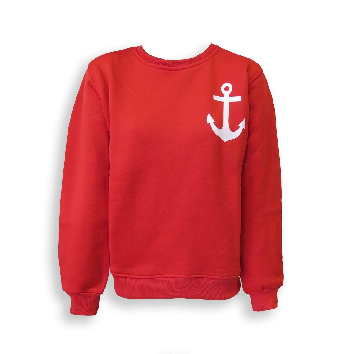 Sonia Originelli T-Shirt Sweatshirt "Meerweh" Anker Maritim Druck Damen Unifarben Pullover rot