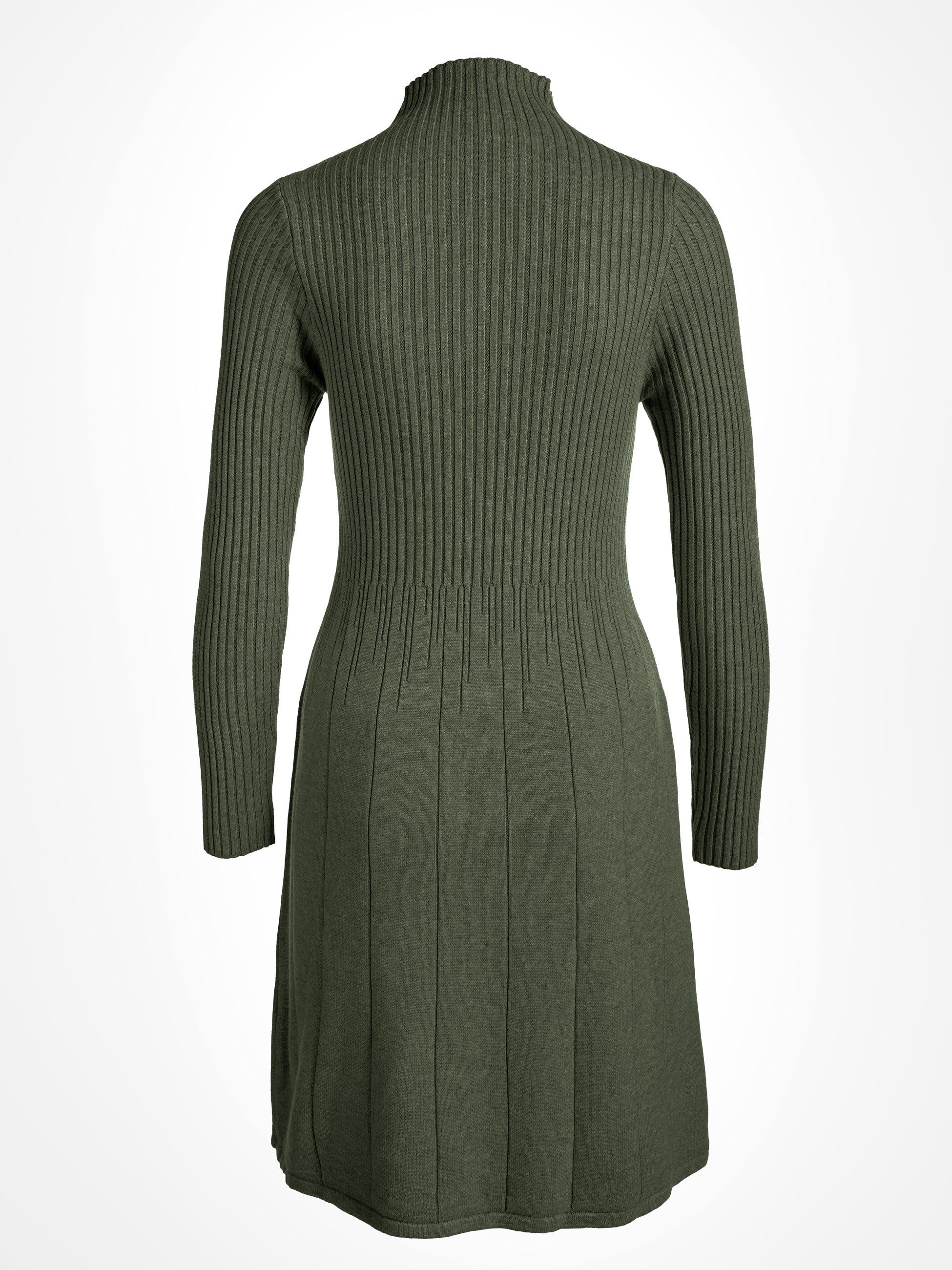 PEKIVESSA Strickkleid Kurzes Rippstrick-Kleid tailliert mit ausgestelltem Rockteil