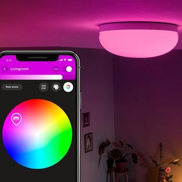 Philips Hue LED Deckenleuchte Bluetooth White & Color Ambiance Deckenleuchte Flourish in Weiß 32,5W, keine Angabe, Leuchtmittel enthalten: Ja, fest verbaut, LED, warmweiss, Deckenlampe, Deckenbeleuchtung, Deckenlicht