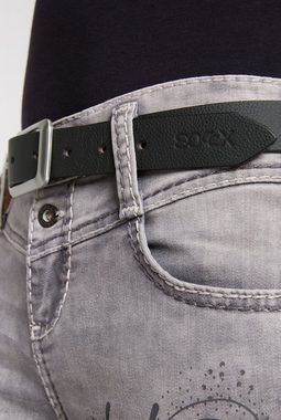 SOCCX Ledergürtel mit Logo-Prägung