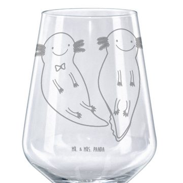 Mr. & Mrs. Panda Rotweinglas Axolotl Freundin, Geschenk für Weinliebhaber, Weinglas mit Gravur, Premium Glas, Stilvolle Gravur