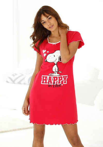 PEANUTS Nachthemd mit Snoopy Print und Kräuselsäumen