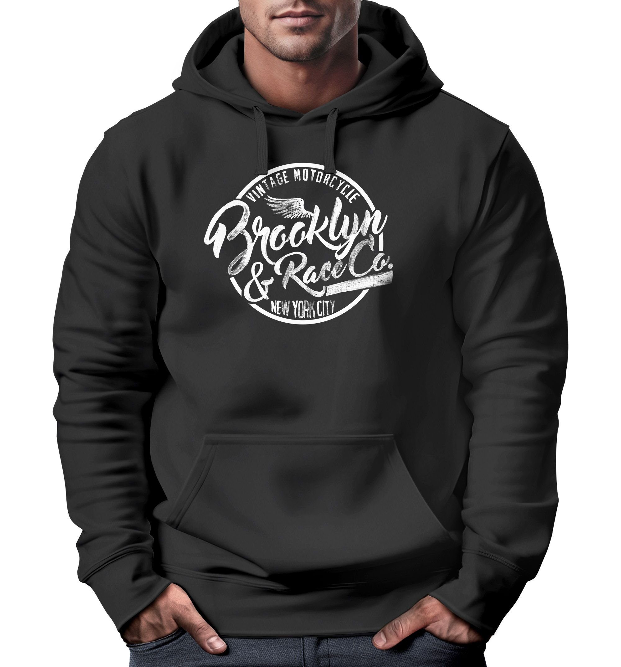Hoodie Hoodie Herren Sweatshirt Brooklyn Race Motorcycle Vintage