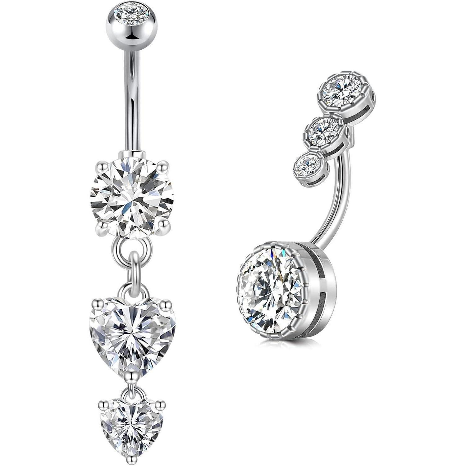Bauchnabelpiercing 2stk Bauchnabelpiercing Herz 10mm Chirurgenstahl Silber Gold