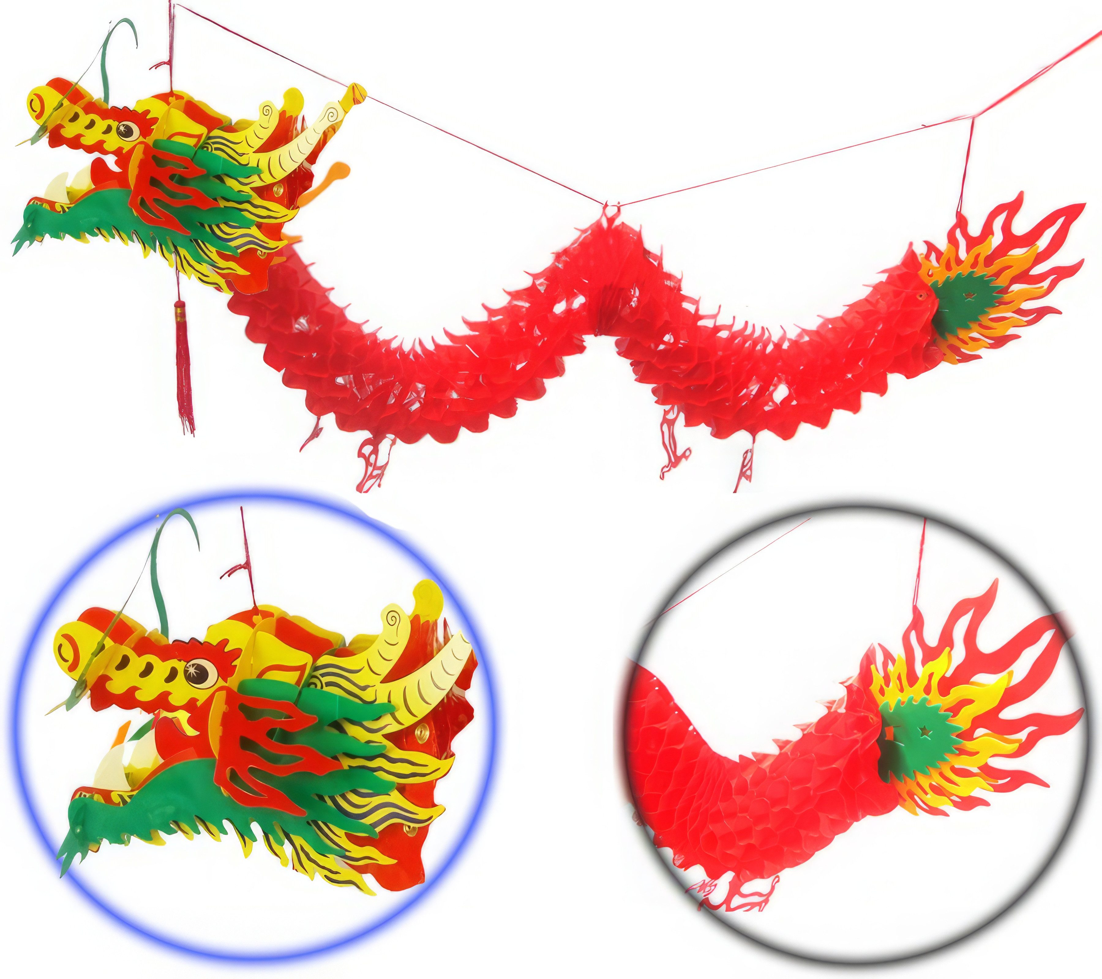Yudu Hängedekoration Deko Drache Glücksbringer Fengshui 100 cm – Bild 2 von 2