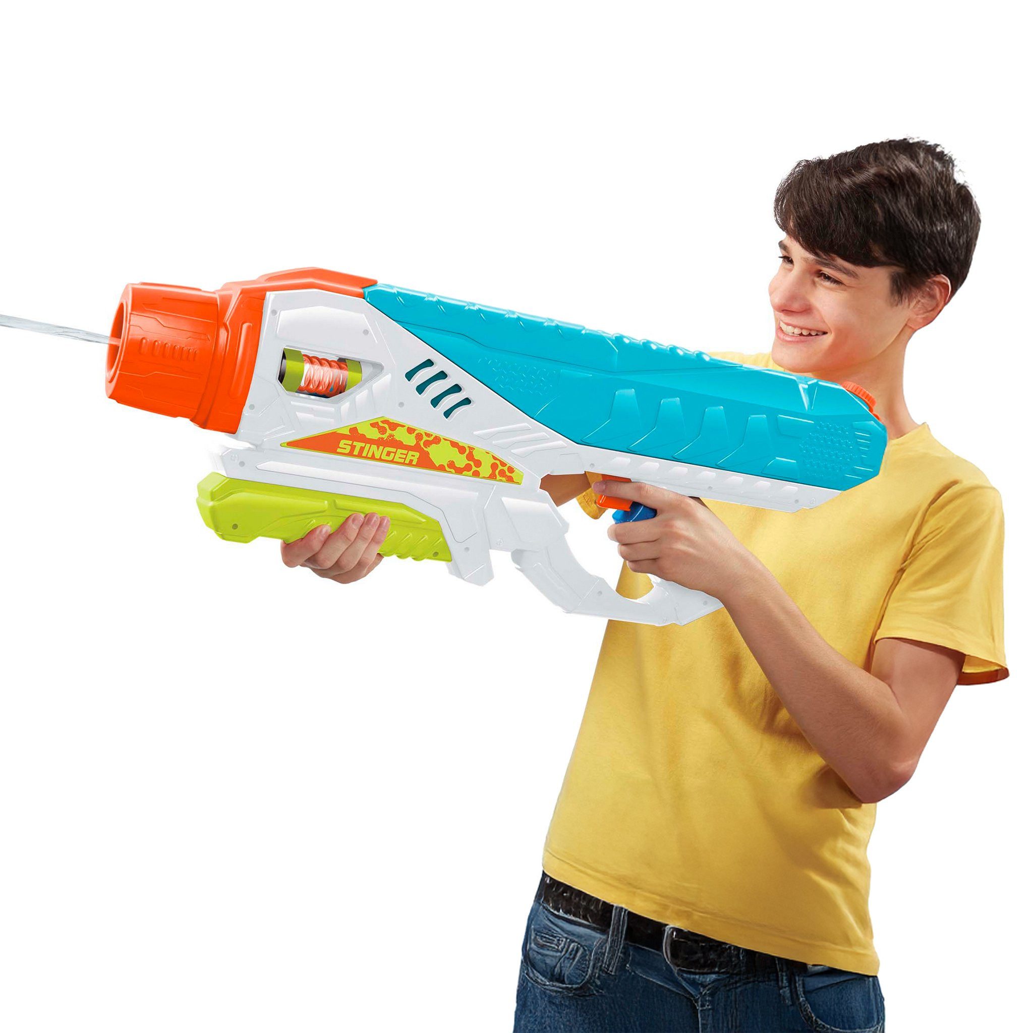 Buzz Bee Toys Wasserpistole BuzzBee Stinger, Langstrecken-Wasserblaster mit 2,6 Liter Tank