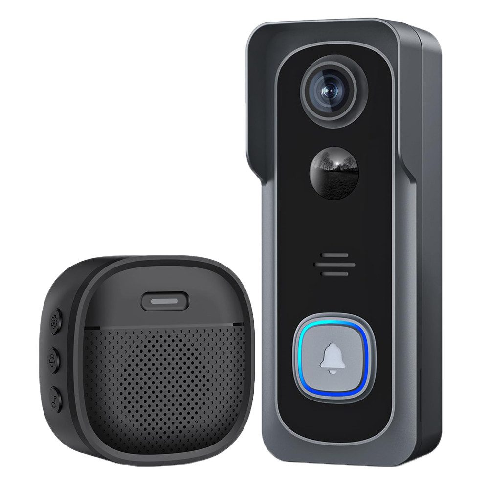 TWUFY Smart Home Türklingel 5MP WLAN Video Türklingel mit Kamera, Funkklingel mit Kamera (Außenbereich, Aussen, 5200mAh Akku, Kabellose Installation, WiFi, Zwei-Wege-Audio, 1-tlg., Nachtsicht, KI-Bewegungserkennung, 166° Weitwinkel, App-Steuerung)