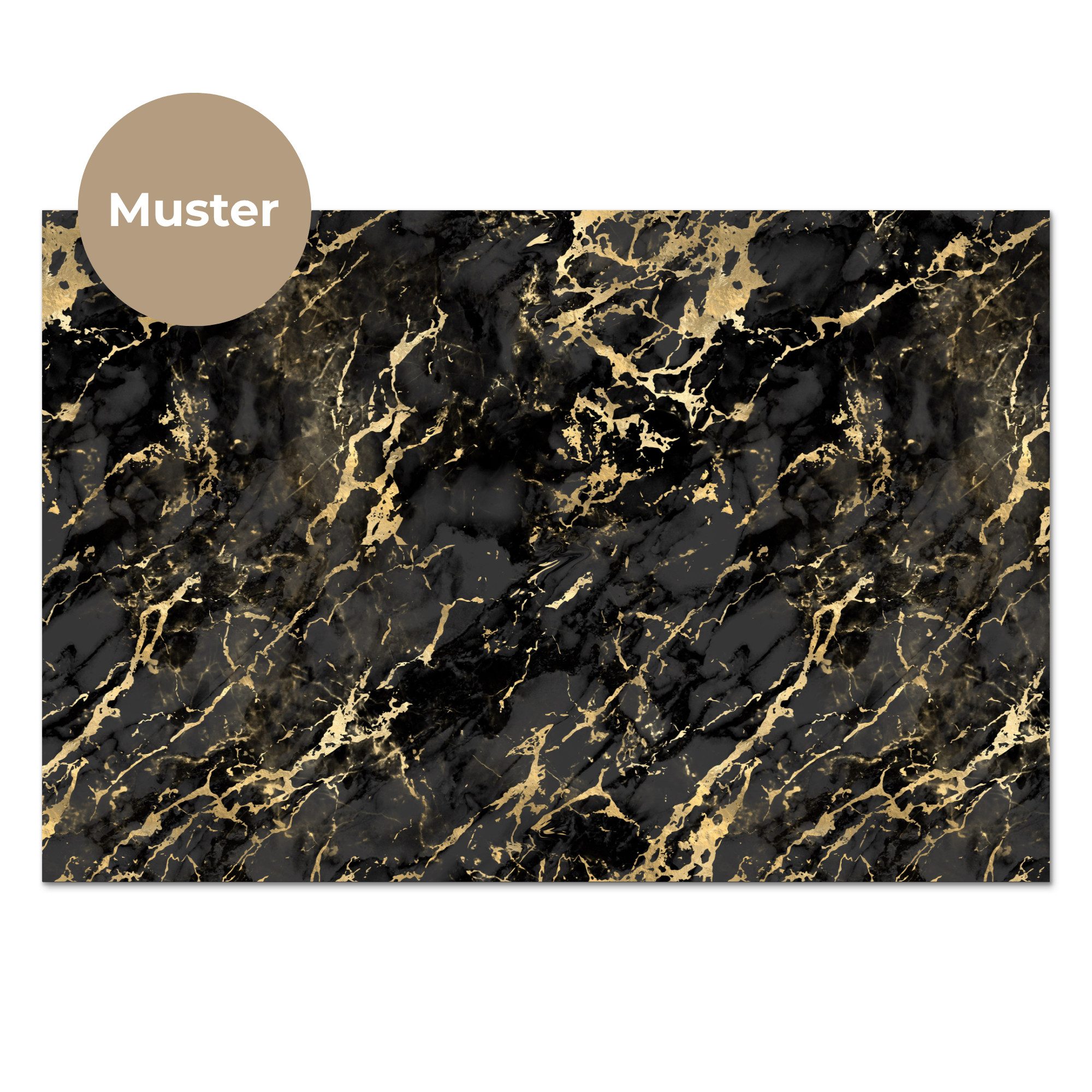 KitchenYeah Küchenrückwand Muster selbstklebend (keine Folie) Marmor - Schwarz - Goldstruktur, (1-tlg), Spritzschutz, Küche, Rückwand, Küchenwand, Küchenfront,  – Bild 3 von 4